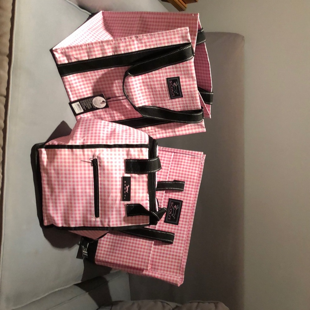 Gingham 3 pieces set of Scout bags and soft cooler.